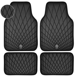 CAR PASS Piping Luxury PU Leather Car Seat Covers,Waterproof Anti Slip Compatible with Seat Armrests,Universal Fit for Suvs,Vans,Trucks,Airbag Safe Easy To Install:_Black Leather_Car Foor Mats