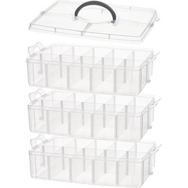 VBS Stacking Box with Handle Set of 4 Sorting Boxes 16.5 x 24.5 x 18 cm Polypropylene All Year Round Storage Box Organiser Plastic Box