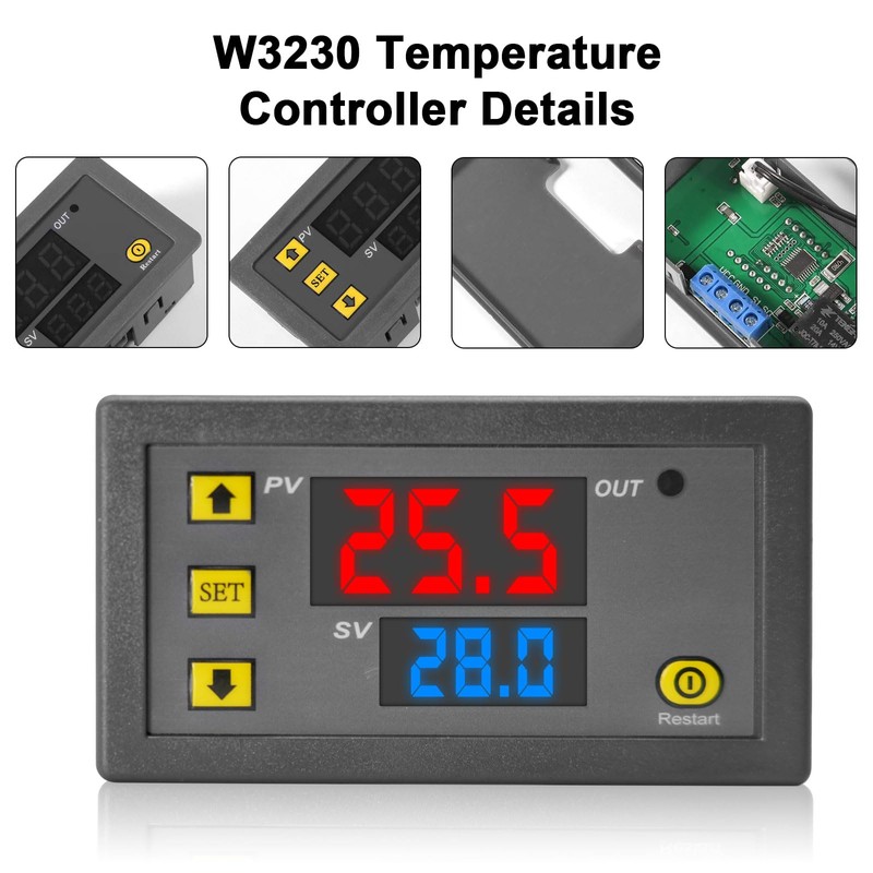 Temperature Controller, Binghe Pack of 2 W3230 110-220 V Digital