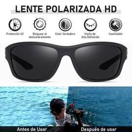 Gafas de Sol Deportivas Polarizadas para Hombres, Mujeres, Jóvenes, Gafas de Bicicleta con Cordón, Gafas de Sol Antideslumbrante con Protección UV para Conducción, Ciclismo, Pesca, Correr (Negro)