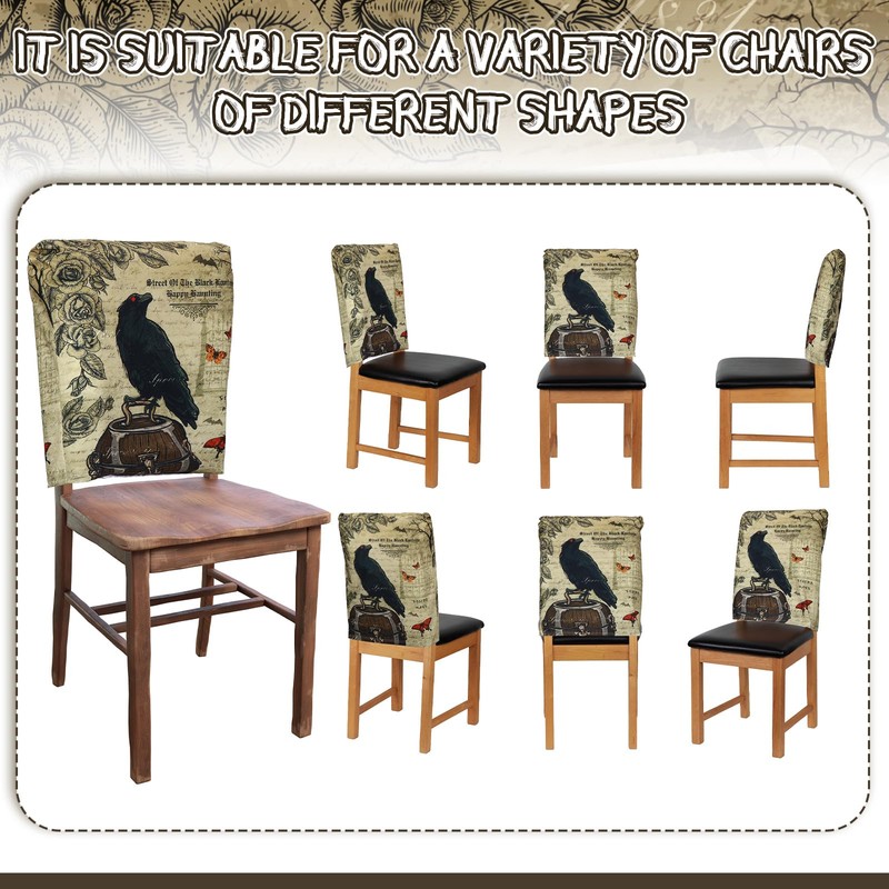 Moukeren 6 Pcs Halloween Chair Cover Set Gothic Halloween Decor