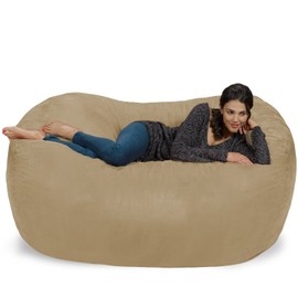 Chill Sack Bean Bag Chair: Huge 6' Memory Foam Furniture Bag and Large Lounger - Big Sofa with Soft Micro Fiber Cover - Camel