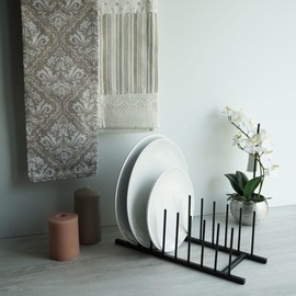 Vilde Plate Stand Dish Drainer Lid Holder Plate Holder Stand Metal Black