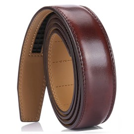Nelbons Men's Leather Ratchet Belt Strap Only 30mm 1 1/8",Leather Belt without Buckle,replacement belt… (C-Brown, UP TO Waist:44'')