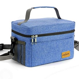 ONFAON Lunch Bag for Men/Women, Insulated Reusable Lunch Box Leakproof Cooler Tote Bag Freezable with Adjustable Shoulder Strap for Office Work Picnic Beach(Blue)
