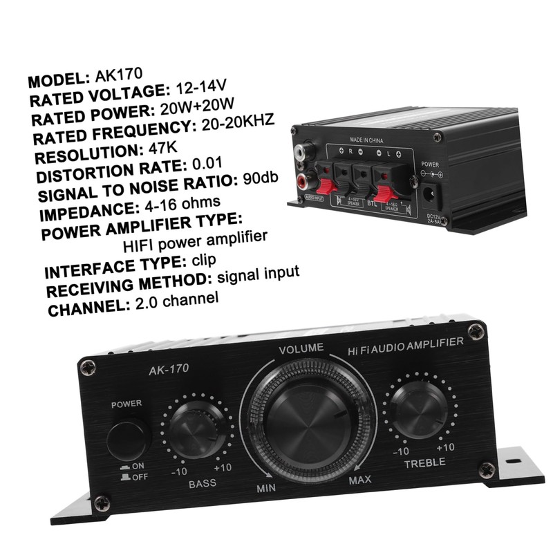 Mipcase 1pc Mini Digital Stereo Amplifier Portable HiFi Wireless Audio