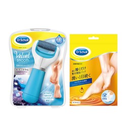 Dr. Scholl's Velvet Smooth Electric Heel Exfoliating Remover + Foot Intensive Moisturizing Pack, 3 Pair Pack