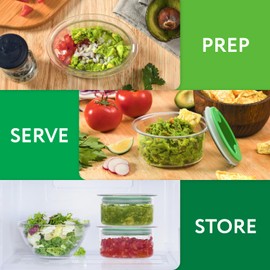 IMPRESA [3 Pack Guacamole Keeper with Airtight Lid - Guacamole Saver Container with Lid - Fresh Food Saver - Food Containers with Lids - Kitchen Storage Dip Container - Oval Food Container - 1.5 Cups