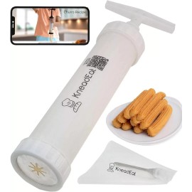 Churro Maker Churrera and Piping Bag Churros Filler. Easy QR-Recipe