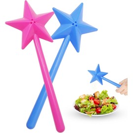 2Pcs Salt and Pepper Shakers Set Cute Stars Stick Spice Dispenser with 3 Holes Magic Fairy Wand Condiment Set for Kitchen BBQ Restaurant Dining Table Decoration Christmas (Blue & Red)