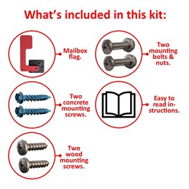 Cauff Mailbox Flag Replacement Kit, Heavy Duty Poly with Stainless Steel Mounting Hardware (Screw & Bolt Mount)