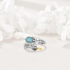 925 Sterling Silver Ring Feather Ring Turquoise Rings Adjustable Feather