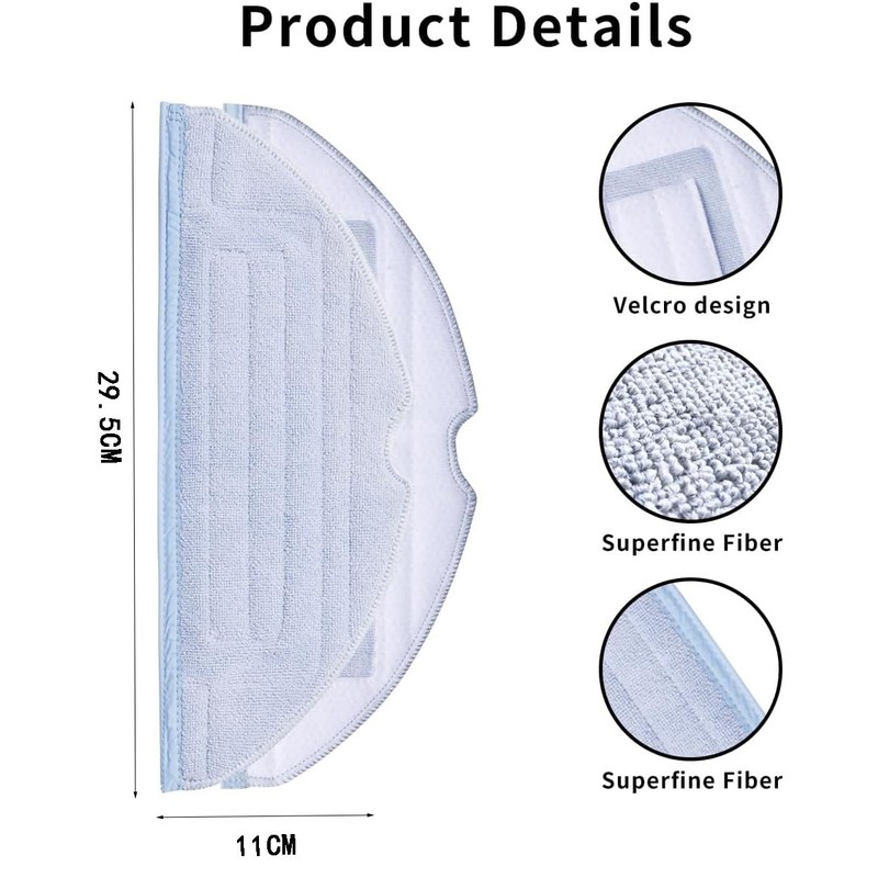 4Pcs Microfiber Mop Cloth Pad for Roborock S8+, S8,S7, S7+,