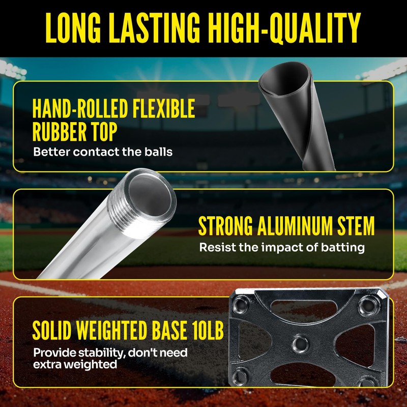PLAYAPUT 5 Position Batting Tee,Hitting Tee Height Adjustable 24-46 Inch