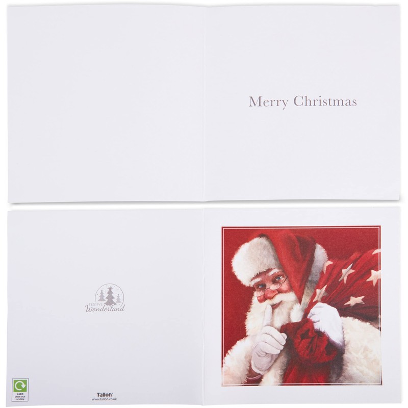 Traditional Christmas Cards Two Assorted Designs Santa Sack & Santa