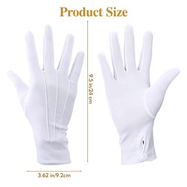 YHTCC White Gloves,Breathable and Soft, White Cotton Gloves, Sewn With Snap Closure, Reusable,Suitable for Police Tailcoats, Honor Guards, Clothing Parades
