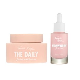 Fourth Ray Beauty Skincare Duo - Daily Face Cream (1.66 oz) & Strawberry Face Milk (1.0 oz), Hydrating Moisturizer + Botanical Serum with Squalane, Vitamin E & Strawberry Seed Oil