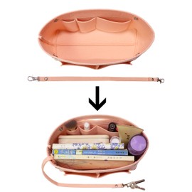 Soyizom Felt Handbag Purse Organizer Liner Shaper Insert Bag In Bag Organizer insert with Keychain for Speedy Neverfull, 7 Colors（Pink，small）