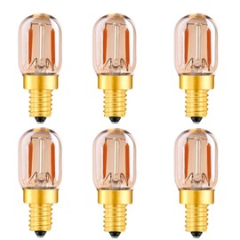 Lxcom Lighting T22 LED Filament Light Bulb 1W Dimmable Vintage Tubular Night Light 10W Equivalent Bulbs Soft Warm White 2200K Decorative Edison Bulb E12 Candelabra Base Amber Glass, AC110V(6 Pack)
