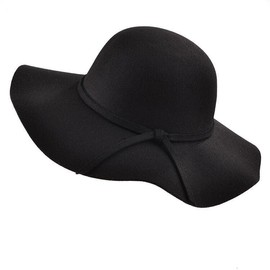 Kids Girls Vintage Felt-Fedora Floppy-Hat Wide-Brim Felt Bowler-Hat for 3-8 Years Old (54cm/21.25'' Fit for 3-8 Years Old, Black)