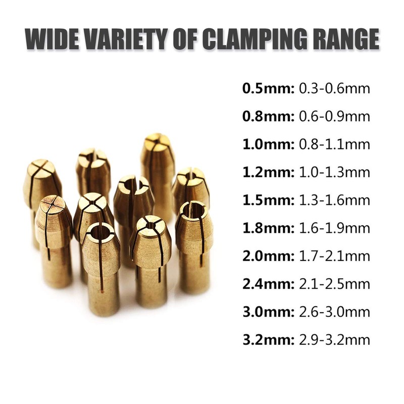 Collet Set For Dremel Rotary Tool Bits, 10 PCS Fine