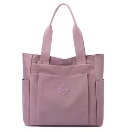 YANAIER Nylon Lightweight Handbag for Women Tote Purses Multi-pocket Shoulder Bag for Work Travel LightPurple