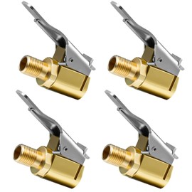 URAQT Car Valve Lever Plug Air Chuck, 4Pcs Brass Tyre Valve Air Pump Clip, Car Pump Accessories Thread Nozzle Adapter, Tire Air Chucks Open End Inflator Valve Connector for Car Truck (8mm)