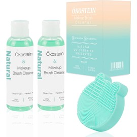 Juego de 2 botellas de limpieza de brochas de maquillaje, con fórmula natural sin olor, alfombrilla de limpieza 2 en 1, limpieza profunda, el mejor limpiador de maquillaje para brochas y esponjas (8.5 oz)