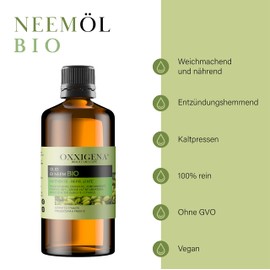 Oxxigena 100% Pure Organic Neem Oil - 250 ml - Cold Pressed - Moisturising, Restoring, Ideal for Hair, Skin - Vegan, GMO-Free