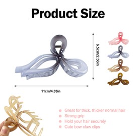 Bows Claw Clips, 4 Pcs Bow Hair Clips Elegant Hair Clips, Nonslip Large Hair Claw Clips for Thick Hair Chic Butterfly Hair Accessories for Women Girls (colorful)