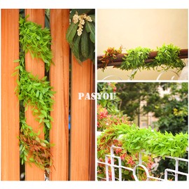 PASYOU Artificial Hanging Vines, Fake Simulation Greenery Weeping Willow Plants Green Leaves Vine for Wedding Paryt Indoor Outdoor Home Garden Balcony Patio Planter DIY Ivy Decoration - Red 10 Pack