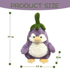 Fuzzleehi Purple Penguin Plush Toy Eggplant-Shaped Penguin Plush Stuffed Animal, Toys Purple Penguin (Size 11” / 17”) (11 inches)