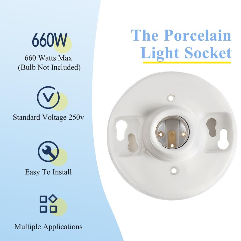 Saysurey 8 Pcs Medium Base E26 Lamp Holder Ceiling Light