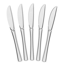Exquisite Disposable Clear Plastic Knives 50 Pcs - Heavy Duty Clear Plastic Disposable Cutlery - Clear Disposable Flatware, Clear Plastic Silverware, Plastic Knives Clear