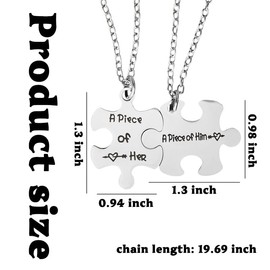 Matching Couples Necklace Gifts for Him And Her Boyfriend Anniversary Valentines Day Gift for Wife Husband Girlfriend Wedding Gifts for Couple Newlyweds Gifts for Him And Her Puzzle Necklace for 2