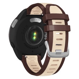 Watch Band for Garmin Forerunner 165/55/245/645, Vivoactive 5/3, Vivomove Style/Luxe/HR/Sport - 20mm Quick Release Soft Silicone Replacement Band Watch Strap (Khaki/Brown)