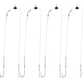 Rodeel 4 PCS Sea Fishing Rigs Pulley Rig Double & Single Hook Clipped (4 PCS Single Hook Pulley Rigs)