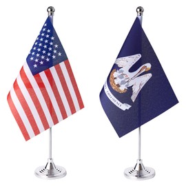 ZXvZYT 2 Pack American US Louisiana flag USA Louisiana LA State table flag,Small Mini United States Desk Flags With Stand Base,for U.S. States Party Events Celebration Decorations Supplies