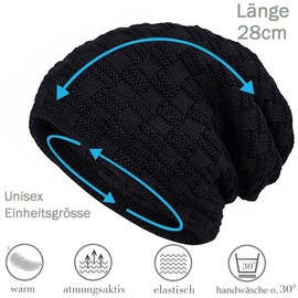 Hatstar Warm-lined, fine-knit women's, men's beanie hat with braided pattern and very soft fleece inner lining, soft and warm, unisex, for winter -