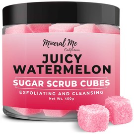 Body Scrub Exfoliator - 12oz WATERMELON Sugar scrub cubes w/Mango Butter & Shea butter- Ultra Hydrating & Moisturizing - All Natural & Organic for all body exfoliation- For hands, arms legs, elbow & foot