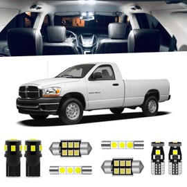 ENDPAGE 10-Pieces Ram Interior LED Light Kit for Dodge Ram 2003 2004 2005 2006 2007 2008 White 6000K Interior LED Lighting Package + Cargo Lights, License Plate Lights, Install Tool