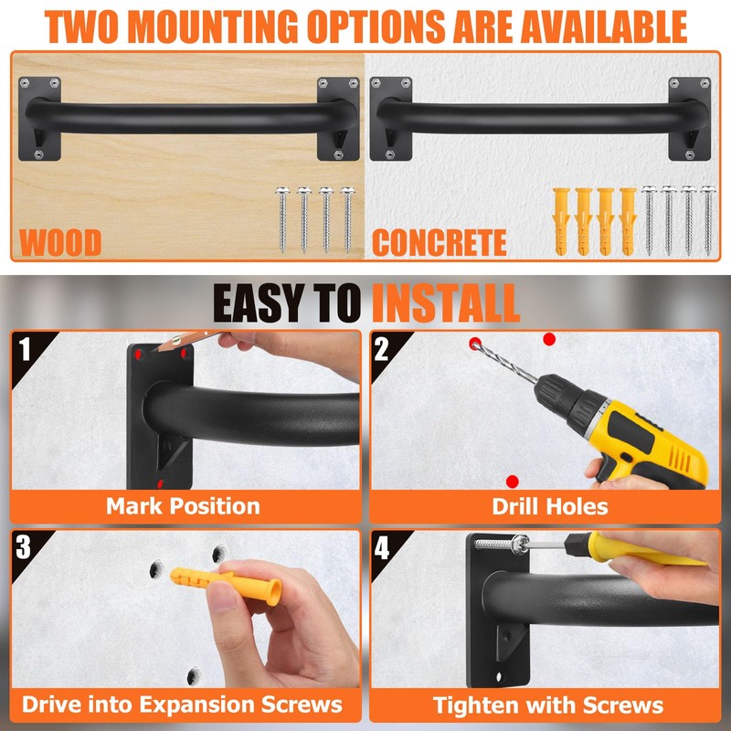 TOBWOLF 2PCS Wall Mount Doorway Pull Up Bar, Heavy Duty