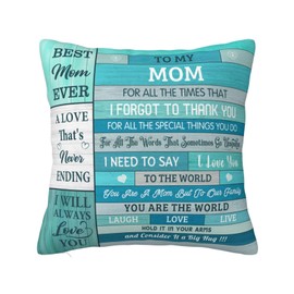 VMASUEY Mom Gifts, Gifts for Mom Throw Pillow Covers 18"X18", Mom Gifts from Daughter/Son, Birthday Gifts for Mother, Mom Birthday Gift, Best Mom Ever Gift, Mom Gift Ideas for Mothers Day Anniversary