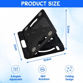 ADERTOS Laptopständer Faltbarer Laptop Stand 8-Stufe Einstellbar Schwarz Notebook Ständer ABS Laptop Halterung Halter Belüfteter Ergonomisch Laptophalter Kompatibel mit den Meisten Laptops