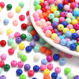 200 abalorio redondas de acrílico de 10 mm de colores lisos, bolas acrílicas redondas de bolas de chicle, abalorio gruesas, abalorio de resina de plástico para hacer collares y pulseras, suministros de manualidades