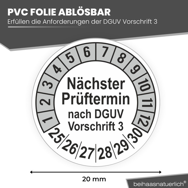 beihaasnatuerlich® Pack of 560 Test Badges "Next Test Date", 20