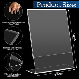 StyEdEk 8.5x11 Inch Acrylic Sign Holder Clear Plastic Table Paper Display Stand L-Shape Vertical Menu Holder Stand Picture Photo Flyer Display Stand for Desktop Flyers, Documents, Office, Restaurants (12 Pack 8.5x11 Inch)