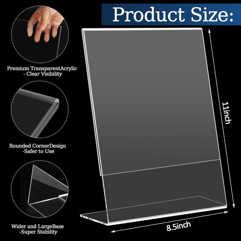 StyEdEk 8.5x11 Inch Acrylic Sign Holder Clear Plastic Table Paper