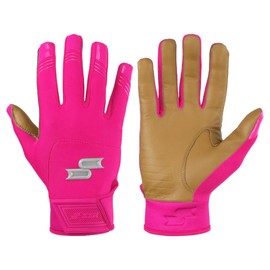 SSK X1 Color Rush Youth Baseball Batting Gloves - Durable Cabretta Leather Palm - 11 Colors (Pink, Small)
