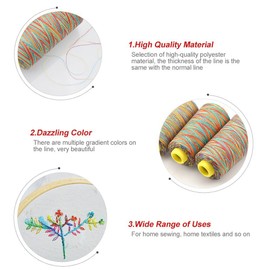 5pcs Embroidery Thread, Multicolor Gradient Sewing Quilting Spools Garment Accessory Emergency and Travel, DIY Home High Strength Thread Rainbow Color for Manual Embroidery Sewing Machine